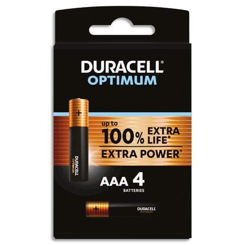 [446714] DURACELL Piles alcalines AAA Optimum, 1,5V LR03 MN2400, lot de 4 piles