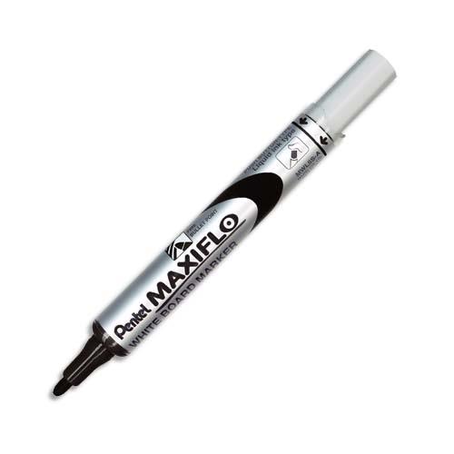 [154568] PENTEL Marqueur effaçable sec tableaux Blanc pointe ogive moyenne encre liquide base alcool Noire MAXIFLO