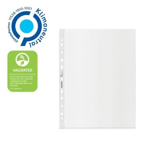[447203] LEITZ Boîte de 25 pochettes perforées Leitz Recycle, A4, coloris transparent