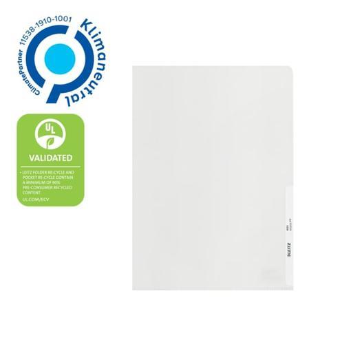[447228] LEITZ Boîte de 25 chemises Leitz Recycle, plastique 90% recyclé/100% recyclable, A4, transparent 40013103