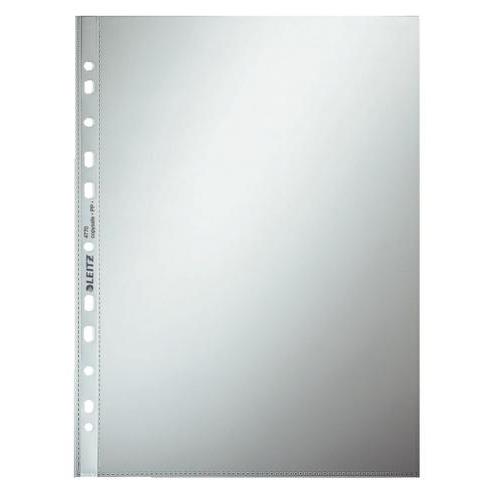 [447275] LEITZ Sachet de 100 pochettes perforées A4 en polypropylène 7,5/100eme lisse. Coloris transparent