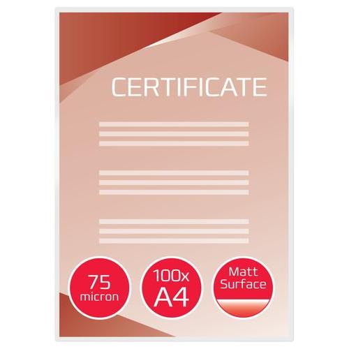[447277] GBC Paquet de 100 Pochettes de plastification GBC mates A4, 2 x 75 microns 3747240