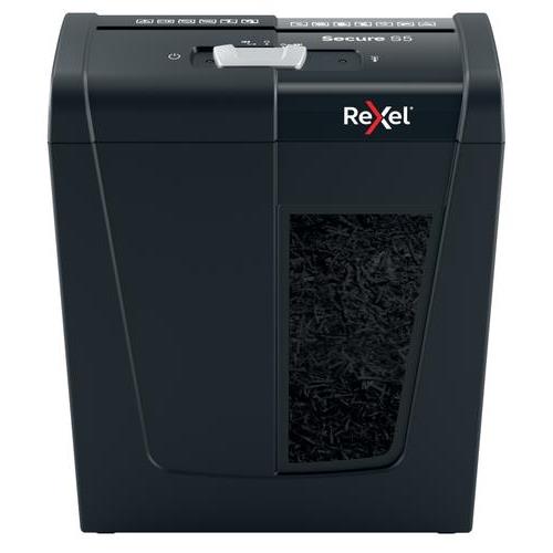 [447353] REXEL Destructeur Secure S5,5 feuilles+agrafes/trombones,coupe droite,sécurité P2,corbeille 10L 2020121EU (dont eco-taxe de 0,21 €)