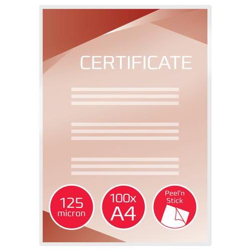 [447357] GBC Paquet de 100 Pochettes de plastification/signalisation GBC Peel 'n Stick A4, 2 x 125 microns 3747243