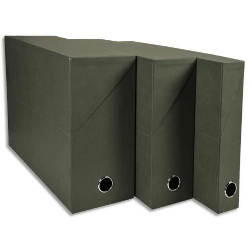 [155221] EXACOMPTA Boîte transfert pâte naturelle, carton rigide recouvert de papier recyclé Vert foncé, dos 12 cm