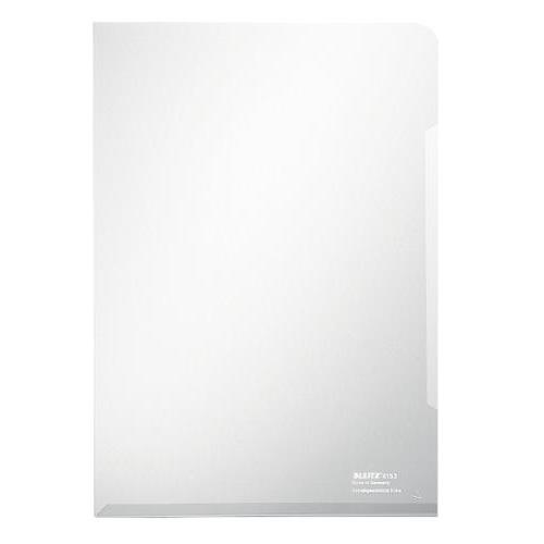 [447449] LEITZ Sachet de 100 pochettes-coin A4 en PVC 15/100ème lisse. Coloris transparent