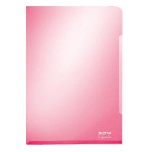 [447453] LEITZ Sachet de 100 pochettes-coin A4 en PVC 15/100ème lisse. Coloris rouge