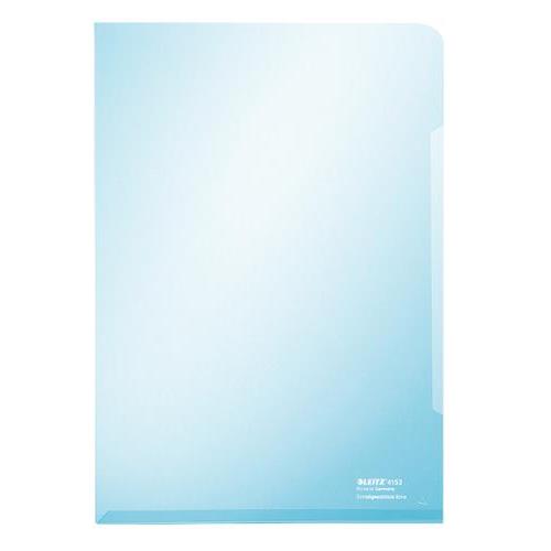 [447454] LEITZ Sachet de 100 pochettes-coin A4 en PVC 15/100ème lisse. Coloris bleu
