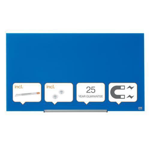 [447465] NOBO Tableau en verre Impression Pro magnétique 1000 x 560 mm - Bleu - 1905188 (dont eco-taxe mobilier de 1,36 €)