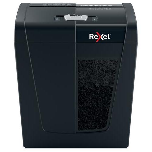 [447515] REXEL Destructeur Secure X10 détruit 10 feuilles, coupe croisée, sécurité P-4, corbeille 18L 2020124EU (dont eco-taxe de 0,71 €)