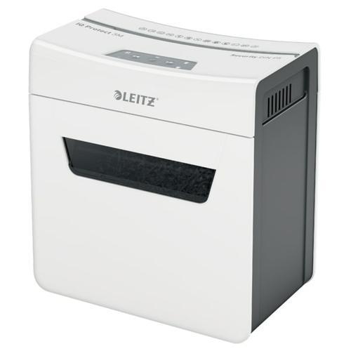 [447543] LEITZ Destructeur IQ Protect 3M blanc, 3 feuilles,coupe micro,P5,corbeille coulissante 10L 80930000 (dont eco-taxe de 0,71 €)