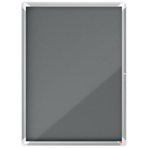 [447557] NOBO Vitrine d'affichage porte battante Premium Plus - feutre gris - 9 x A4 - 1915330 (dont eco-taxe mobilier de 1,68 €)