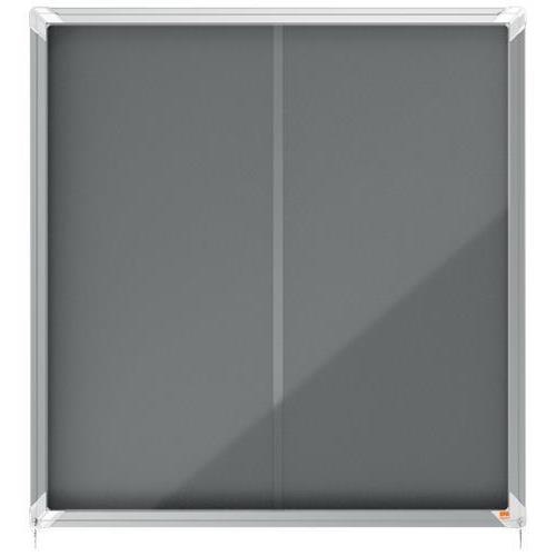 [447624] NOBO Vitrine d'affichage porte coulissante Premium Plus - feutre gris - 12 x A4 - 1915337 (dont eco-taxe mobilier de 1,76 €)