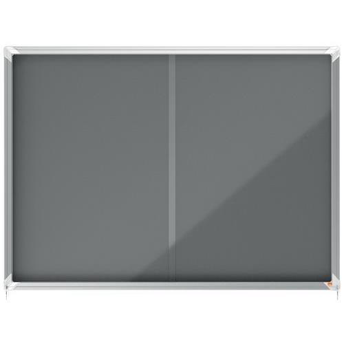 [447642] NOBO Vitrine d'affichage porte coulissante Premium Plus - feutre gris - 18 x A4 - 1915338 (dont eco-taxe mobilier de 3,40 €)