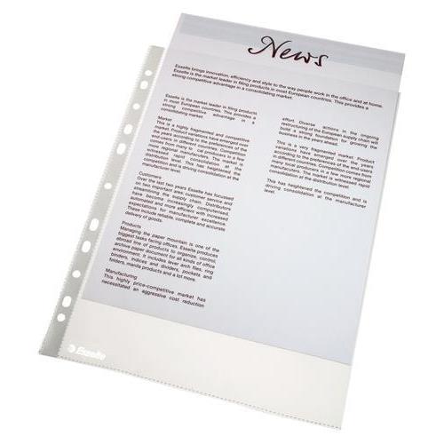 [447663] ESSELTE Sachet de 50 pochettes perforées A4 en polypropylène grainé 4.3/100eme. Coloris transparent