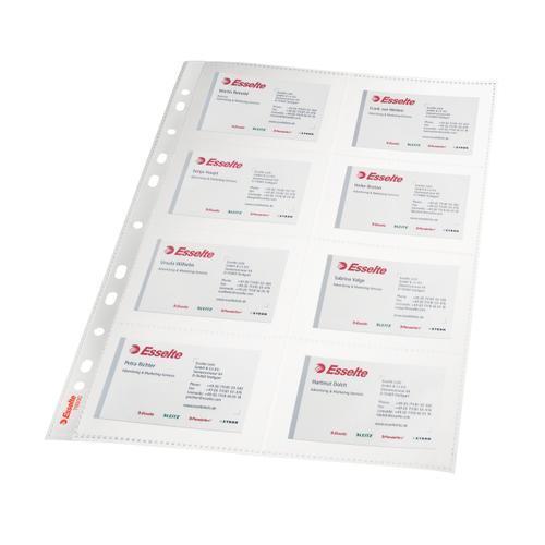 [447666] ESSELTE Sachet de 10 pochettes perforées A4 en polypropylène 10,5/100eme lisse pour cartes de visite