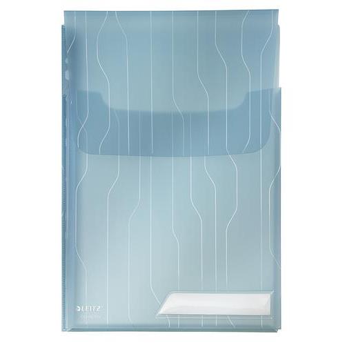 [447679] LEITZ Sachet de 3 pochettes Combifile (pochette/chemise) A4 PP 20/100eme grainé à soufflet. Coloris bleu