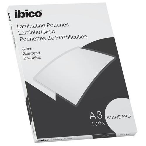 [447730] IBICO Basics Standard Paquet de 100 Pochettes plastification A3 2 x 125 microns 627313