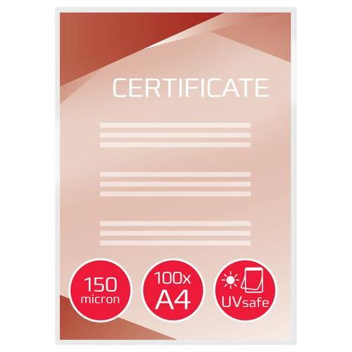 [447844] GBC Paquet 100 Pochettes de plastification avec protection anti-UV A4, 2x125 microns, brillantes IB611032