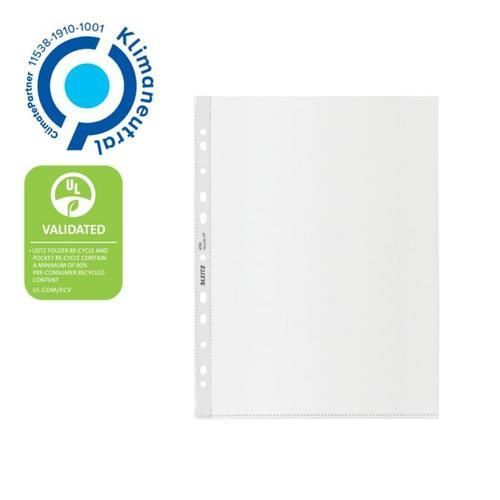 [448177] LEITZ Boîte de 25 pochettes perforées Leitz Recycle, A4, coloris transparent