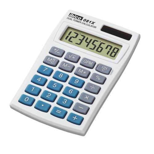 [448292] IBICO Calculatrice de poche Ibico 081X Écran LCD à 8 chiffres, Étui de protection IB410000 (dont eco-taxe de 0,02 €)