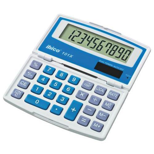 [448294] IBICO Calculatrice de poche Ibico 101X Grand écran LCD à 10 chiffres, écran repliable IB410130 (dont eco-taxe de 0,02 €)