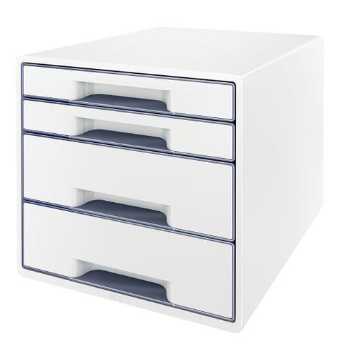 [448454] LEITZ Module de classement WOW, 2 petits + 2 grands tiroirs - Dim : L36,3 x H27 x P28,7 cm. Coloris Blanc