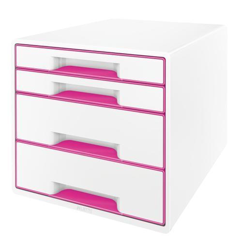 [448459] LEITZ Module de classement WOW, 2 petits + 2 grands tiroirs - Dim : L36,3 x H27 x P28,7 cm. Coloris Rose