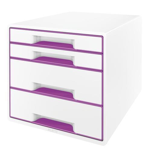 [448464] LEITZ Module de classement WOW, 2 petits + 2 grands tiroirs - Dim: L36,3 x H27 x P28,7 cm. Coloris Violet