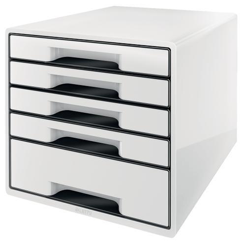 [448476] LEITZ Module de classement WOW, 4 petits + 1 grand tiroirs - Dim: L36,3 x H27 x P28,7 cm. Noir