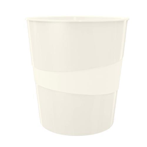[448480] LEITZ Corbeille à papier 15 litres WOW - Dimensions : Ø 29 x H32,4 cm. Finition laquée. Coloris Blanc