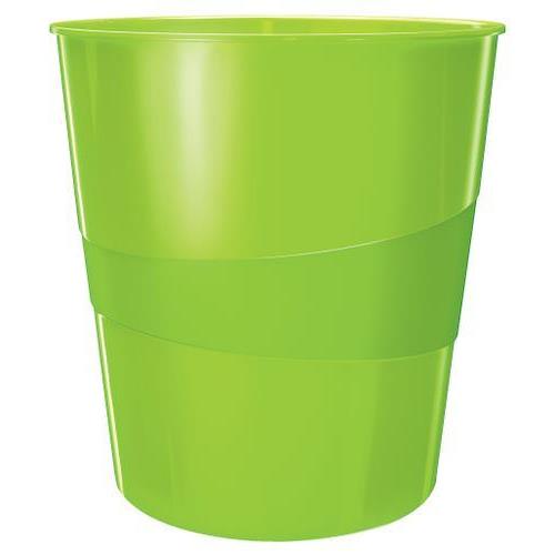 [448484] LEITZ Corbeille à papier 15 litres WOW - Dimensions : Ø 29 x H32,4 cm. Finition laquée. Coloris vert