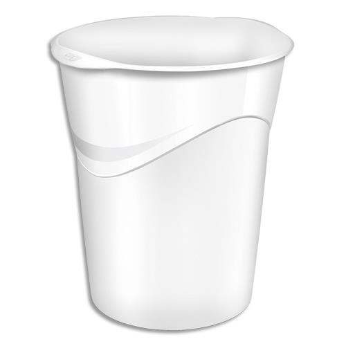 [448931] CEP Corbeille à papier RIVIERA, capacité 14 Litres - Dim (lxhxp) : 29 x 33,4 x 30,5 cm. Blanc arctique