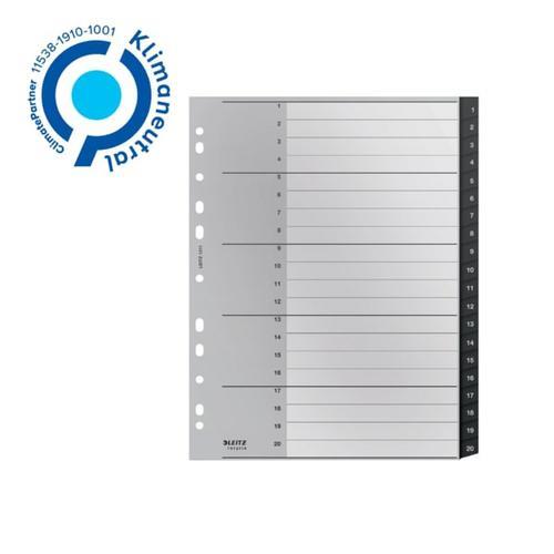[448939] LEITZ Intercalaires 20 onglets numériques Leitz Recycle, A4 XL, plastique 90% recyclé/100% recyclable