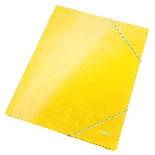 [448977] LEITZ Chemise WOW 3 rabats à élastiques, en carte pelliculée, coloris Jaune