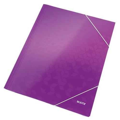 [448980] LEITZ Chemise WOW 3 rabats à élastiques, en carte pelliculée, coloris Violet