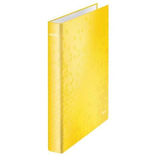 [449016] LEITZ Classeur 4 anneaux Ø25 WOW en carton pelliculé. Dos 4 cm. Format A4+. Coloris Jaune