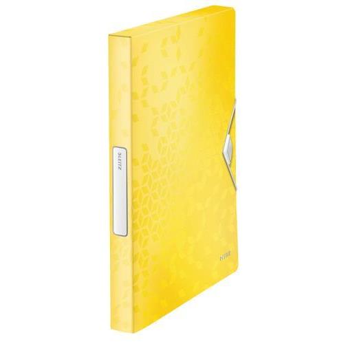 [449043] LEITZ Boîte de classement WOW en polypropylène. Dos de 3 cm. Fermeture par élastique. Coloris Jaune