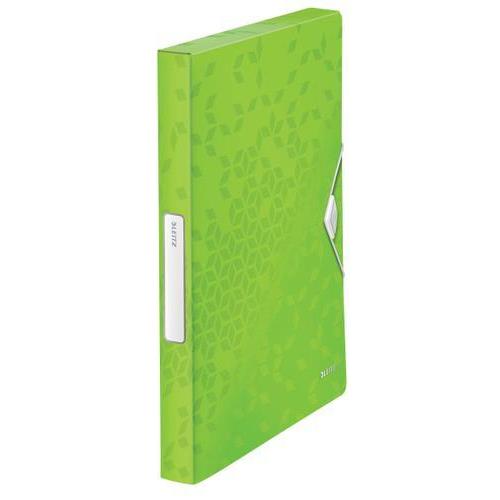 [449044] LEITZ Boîte de classement WOW en polypropylène. Dos de 3cm. Fermeture par élastique. Coloris Vert