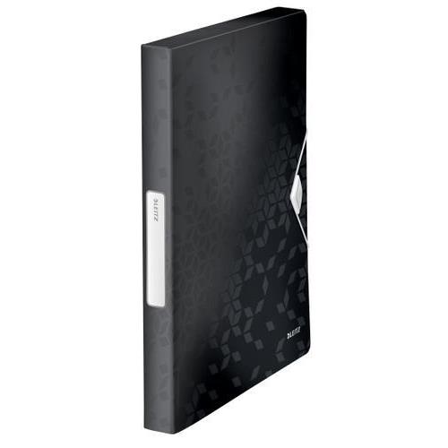 [449047] LEITZ Boîte de classement WOW en polypropylène. Dos de 3 cm. Fermeture par élastique. Coloris Noir