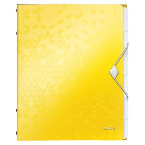 [449074] LEITZ Trieur 6 touches WOW en polypropylène. Fermeture élastique et 3 rabats. Coloris Jaune