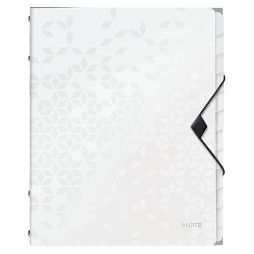 [449082] LEITZ Trieur 12 touches WOW en polypropylène. Fermeture élastique 3 rabats. Coloris Blanc