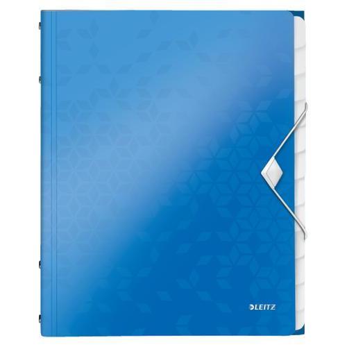 [449085] LEITZ Trieur 12 touches WOW en polypropylène. Fermeture élastique 3 rabats. Coloris Bleu