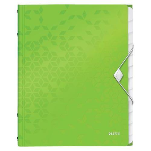 [449090] LEITZ Trieur 12 touches WOW en polypropylène. Fermeture élastique 3 rabats. Coloris Vert