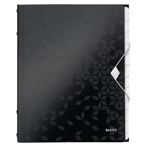 [449092] LEITZ Trieur 12 touches WOW en polypropylène. Fermeture élastique 3 rabats. Coloris Noir