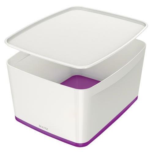 [449106] LEITZ Boîte MYBOX medium avec couvercle en ABS. Coloris Blanc fond Violet