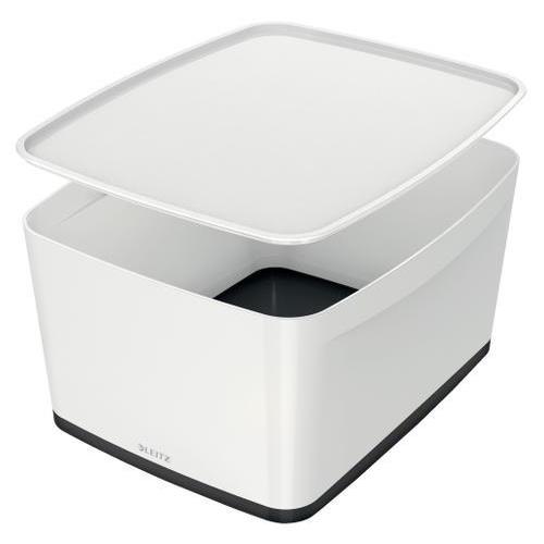 [449108] LEITZ Boîte MYBOX medium avec couvercle en ABS. Coloris Blanc fond Noir