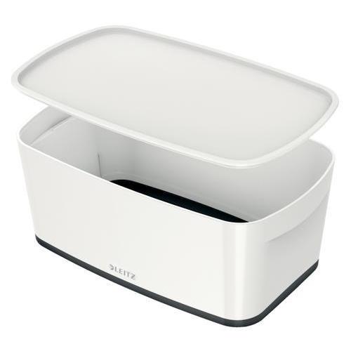 [449115] LEITZ Boîte MYBOX small avec couvercle en ABS. Coloris Blanc fond Noir