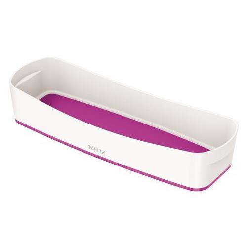 [449132] LEITZ Bac de rangement MYBOX long sans couvercle en ABS. Coloris Blanc fond Violet