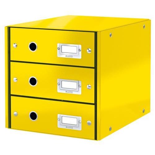 [449148] LEITZ Module de classement 3 tiroirs WOW en carton recouvert de polypropylène. Coloris Jaune
